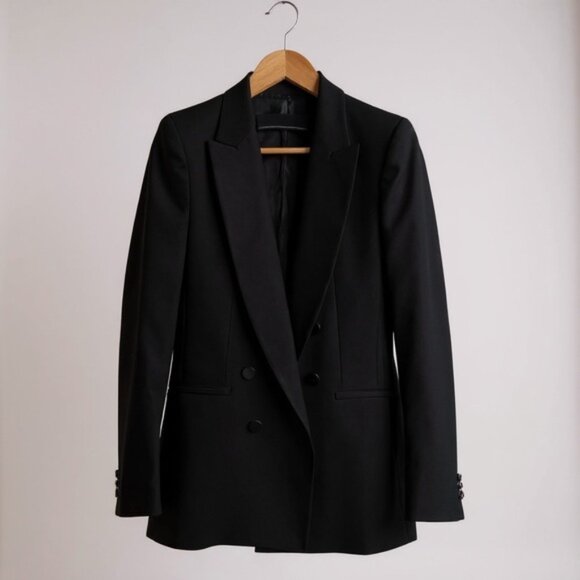 Zara Women’s Classic Double-Breasted Black Tuxedo Blazer - Picture 2 of 7